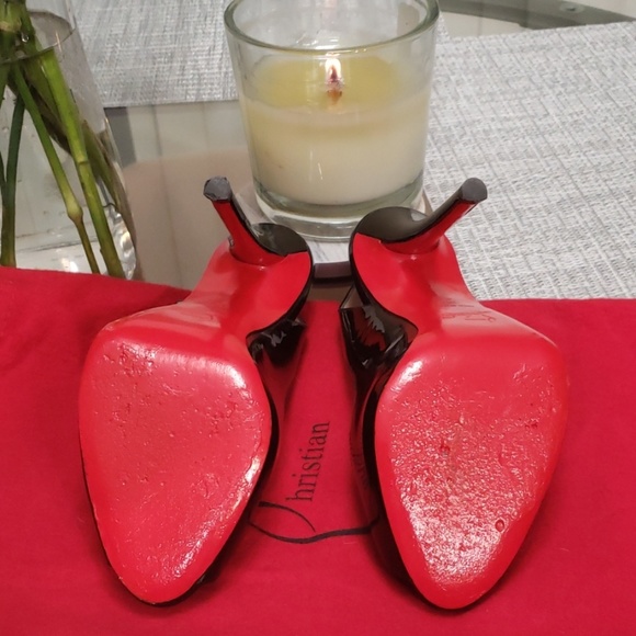 Louboutin black sling back peep toe heels - Picture 2 of 6